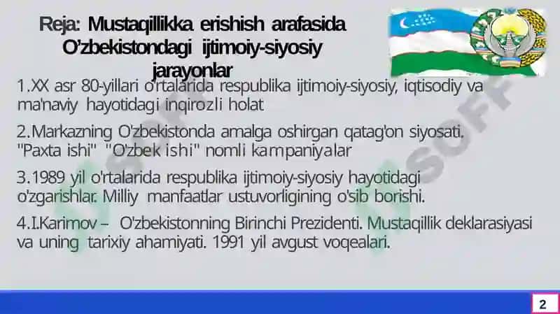 O’ZBEKISTONNING YANGI TARIXI 2