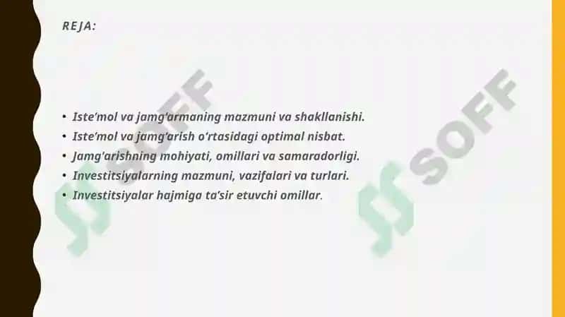 Iste’mol, jamg‘arma va investitsiyalar 2