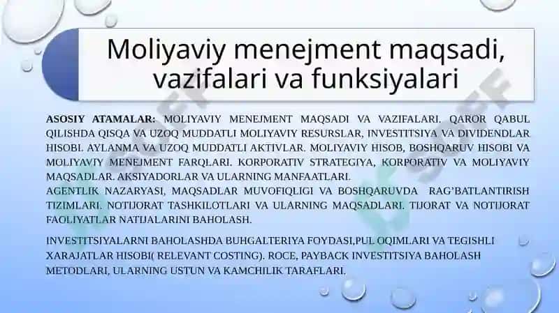 Moliyaviy menejment 2