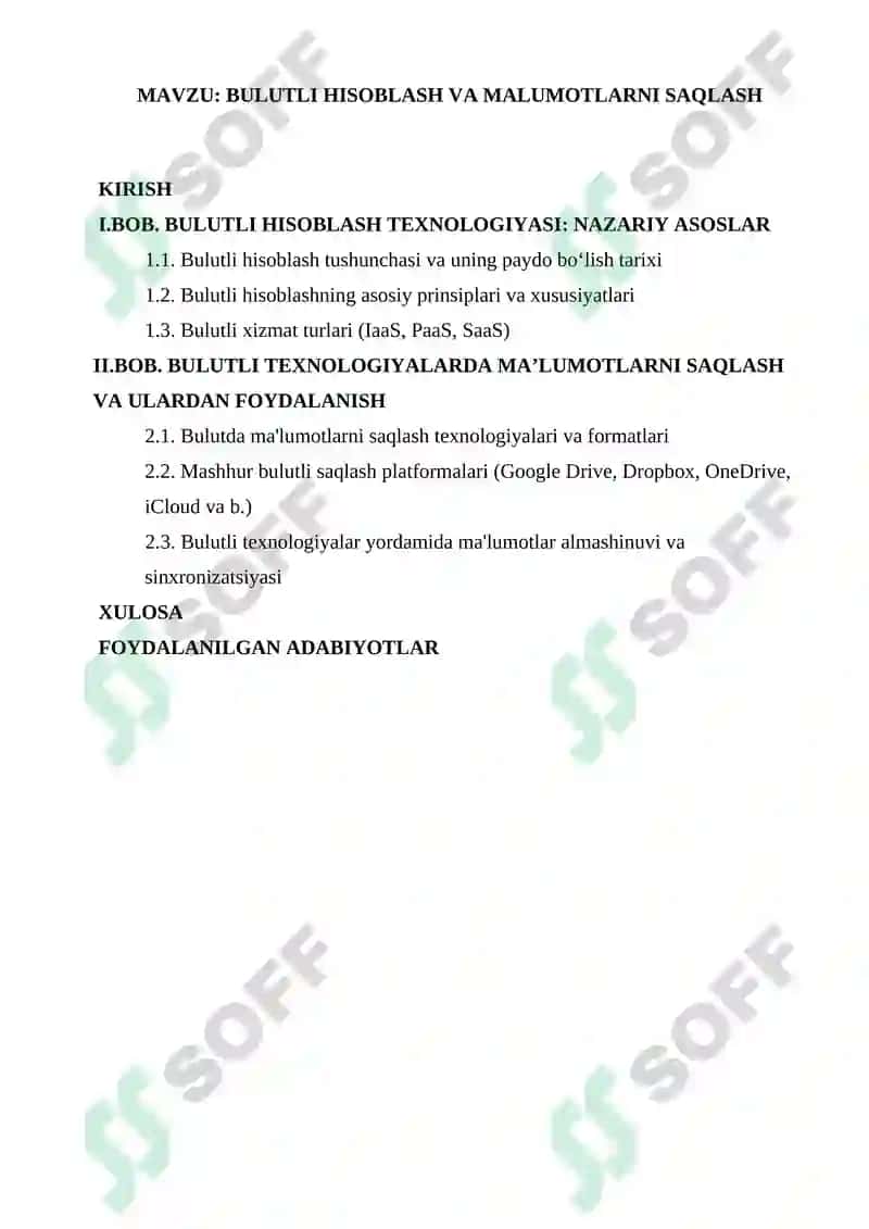 BULUTLI HISOBLASH VA MALUMOTLARNI SAQLASH 2