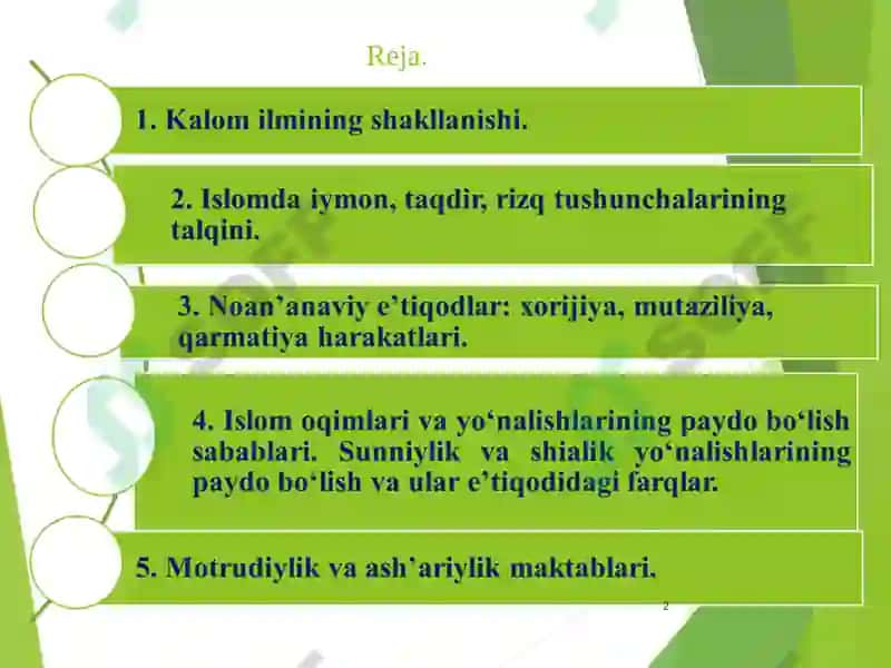 Islom dinining aqidaviy yo`nalishlari va maktablari 2