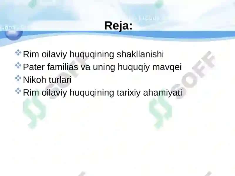 Rim huquqida oilaviy huquqiy munosabatlar 2