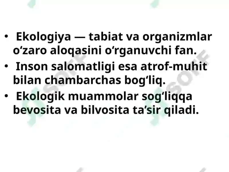 Ekologiya va inson salomatligi 2