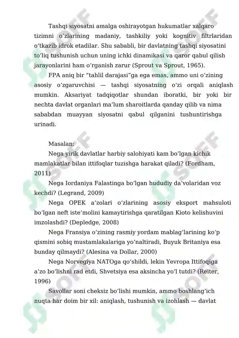 “Jonathan Paquin ning Foreign Policy analysis kitobining 1- 40 sahifalari tarjimasi” 2