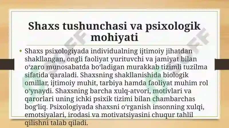 Shaxs va uning irodaviy sohasi 2