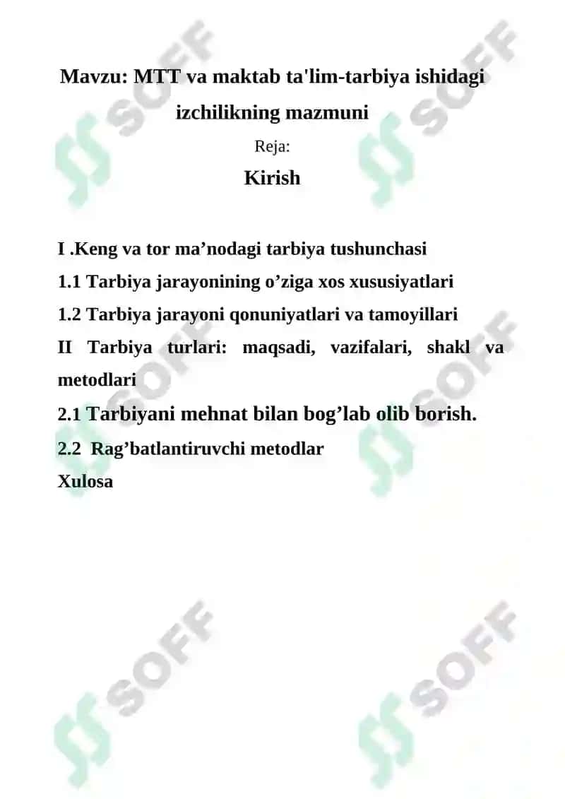 MTT va maktab ta'lim-tarbiya ishidagi izchilikning mazmuni 2