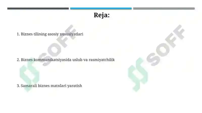 Biznes tilining asosiy xususiyatlari 2