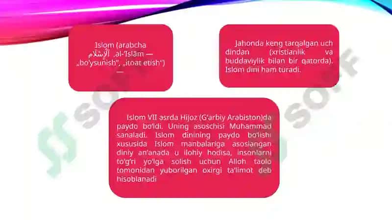 Islomdinining paydobo`lishi 2