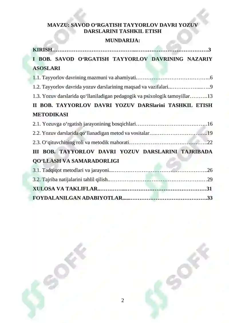 SAVOD O‘RGATISH TAYYORLOV DAVRI YOZUV DARSLARINI TASHKIL ETISH 2
