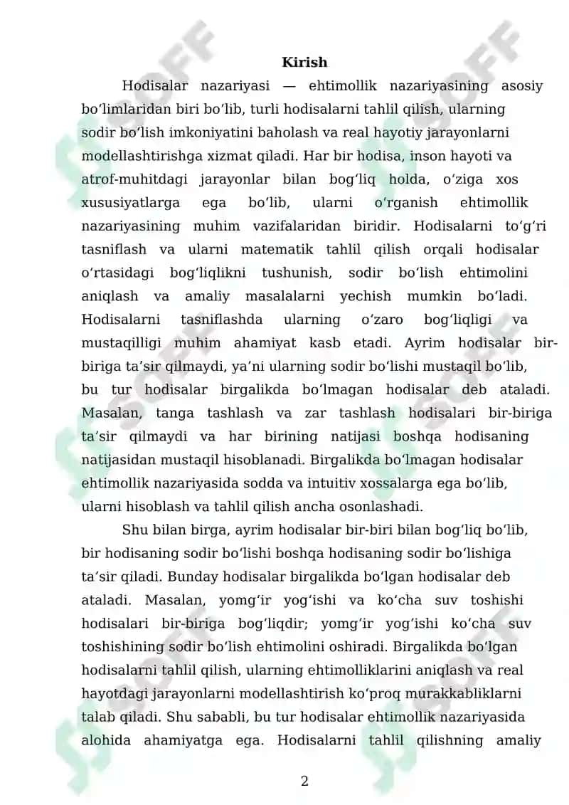 Hodisalar Nazariyasi 2