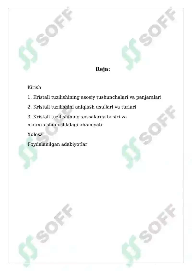 Moddalar Kristalli Tuzilishi 2