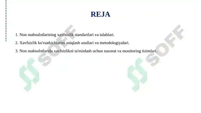 Non mahsulotlarining xavfsizlik standartlari va talablari 2