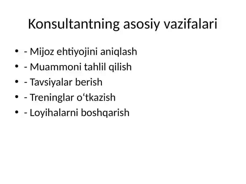 Konsultantning kasbiy tayyorgarligi 2