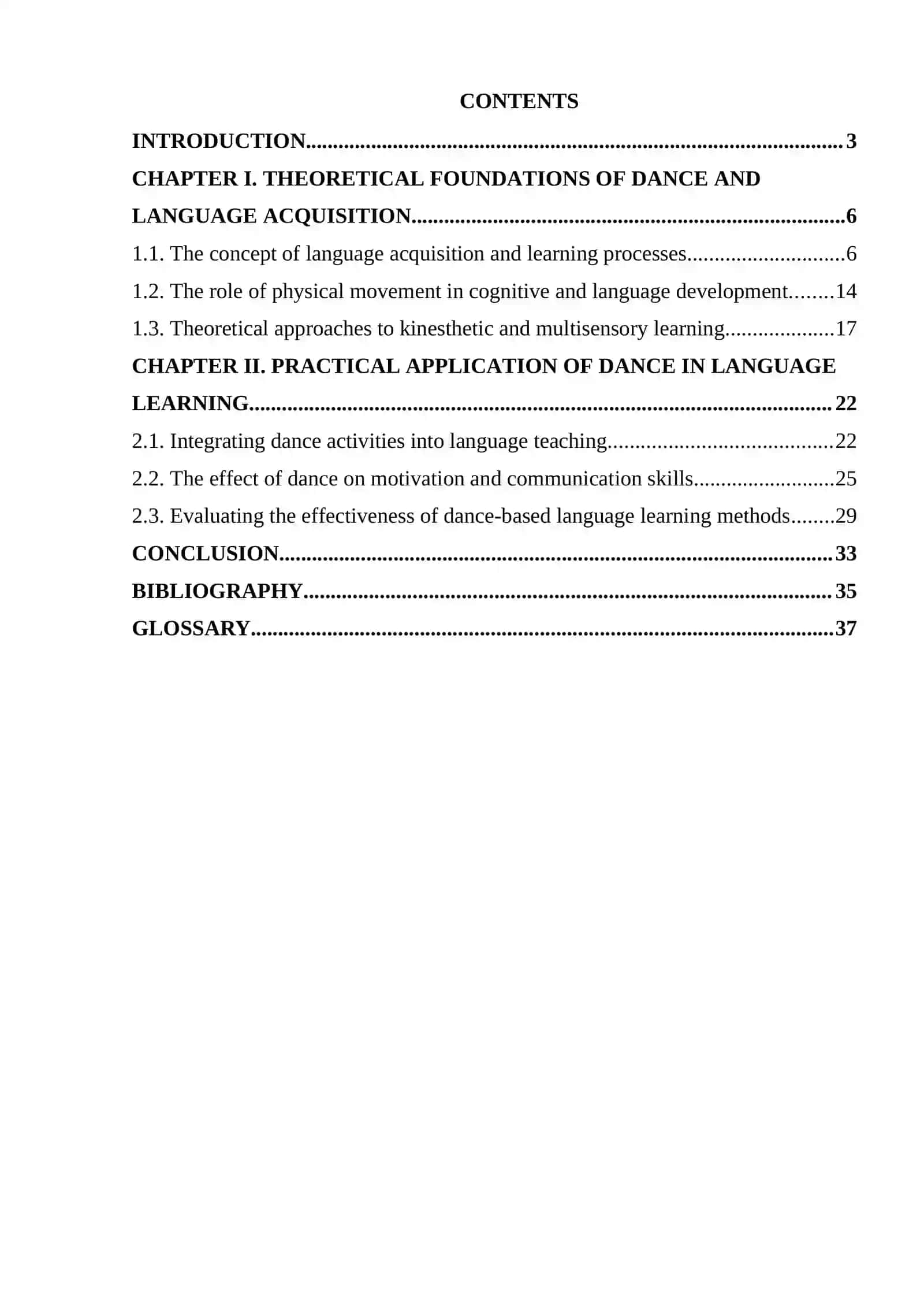 Course Paper: The impact of dance on language acquisition 2