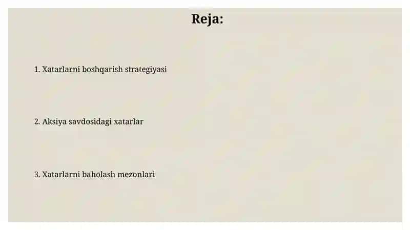 Xatarlarni boshqarish strategiyasi 2