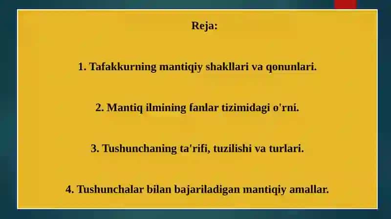Tafakkurning mantiqiy tarkibi va shakllari 2