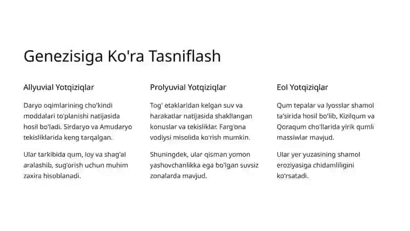 To'rtlamchi davr yotqiziqlarining tasnifi 2