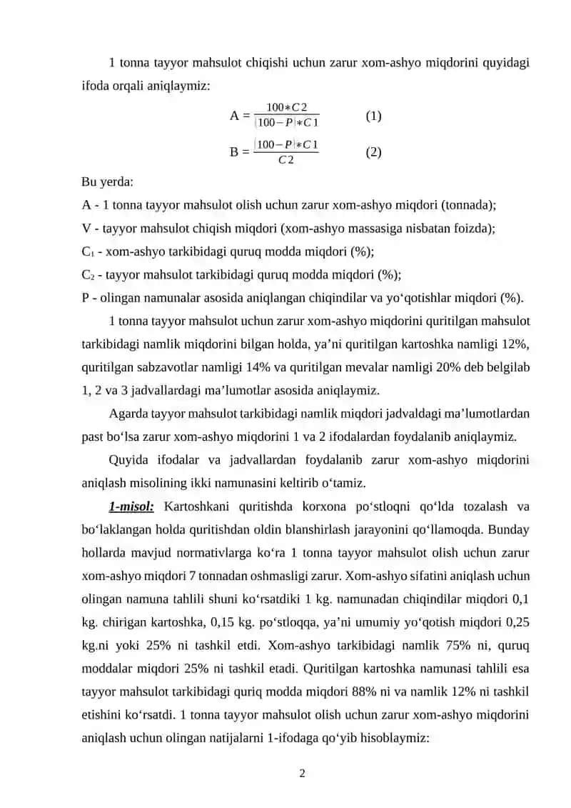 Quritilgan mahsulotlar olish 2