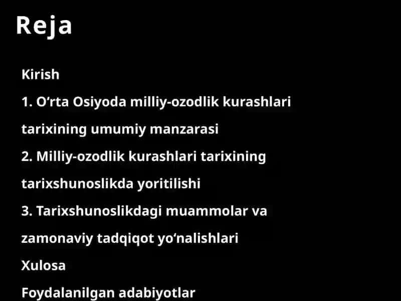 O‘rta Osiyo xalqlarining milliy-ozodlik kurashlari tarixi 2
