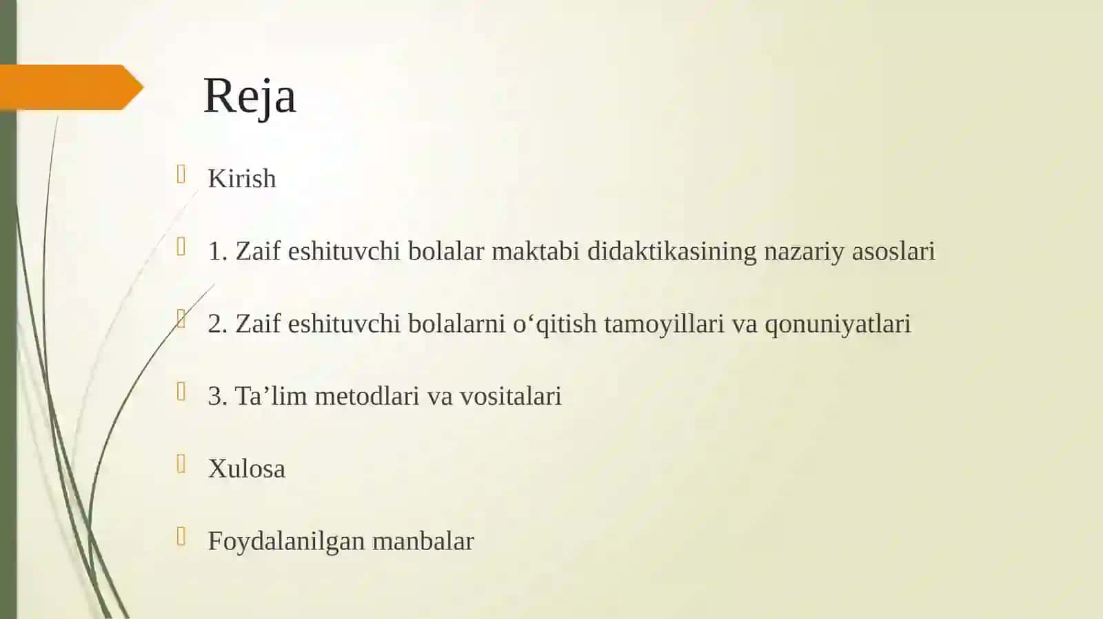 Zaif eshituvchi bolalar maktabi didaktikasi. 2
