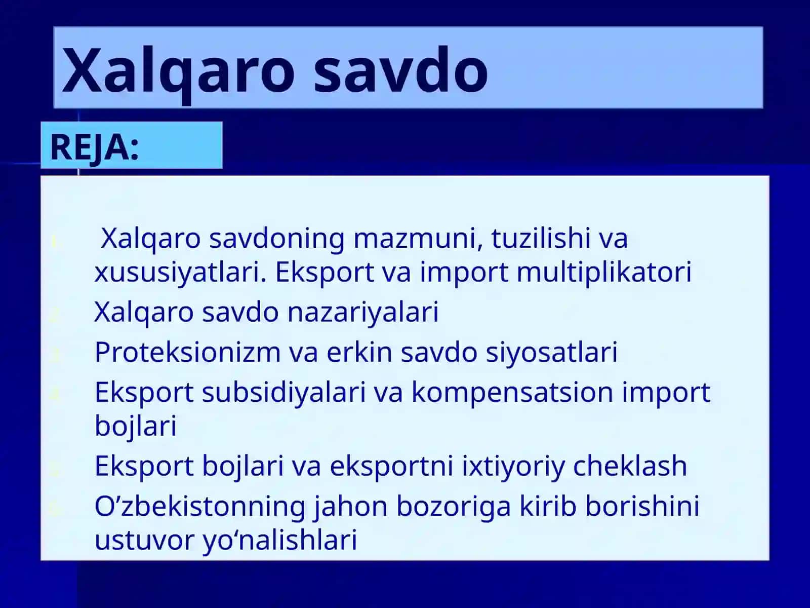 Xalqaro savdo 2