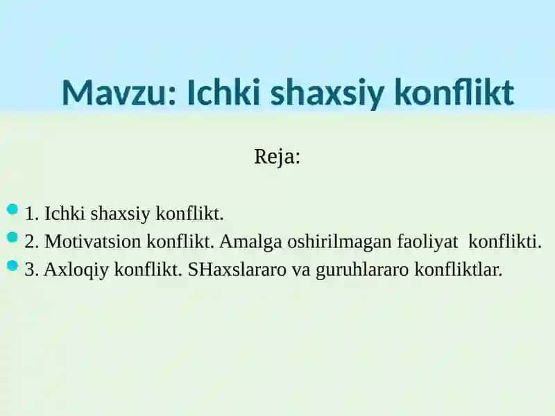 Ichki shaxsiy konflikt 2