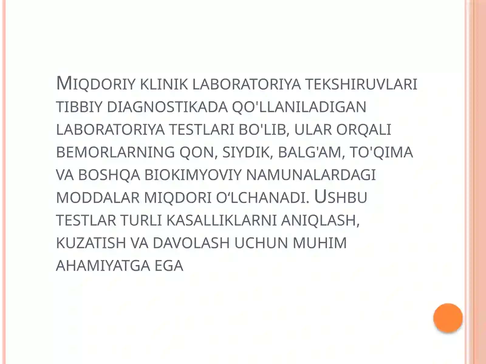 Miqdor klinik laboratoriya tekshiruvi 2