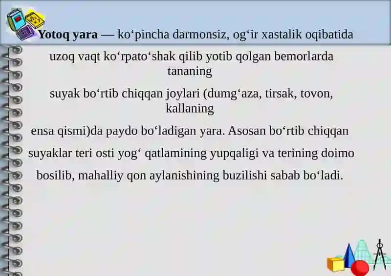 YOTOK VA TROFIK YARALARNI OLDINI OLISH 2