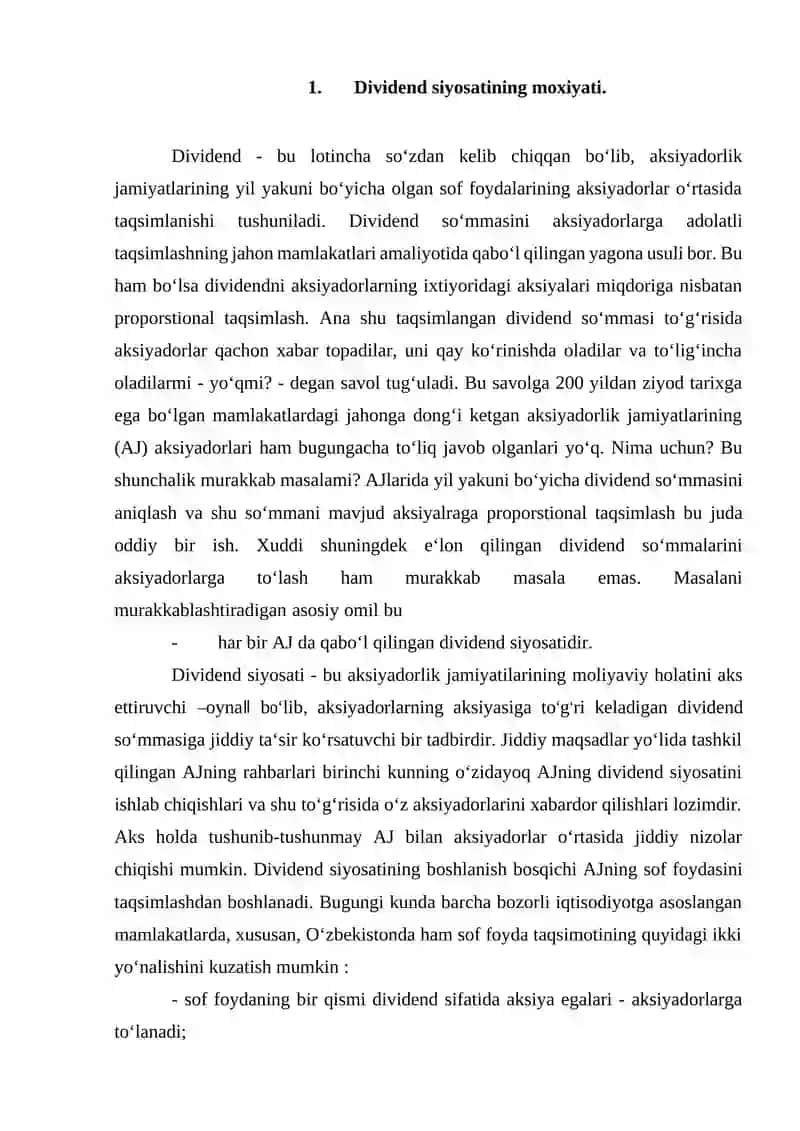 Dividend siyosati 2
