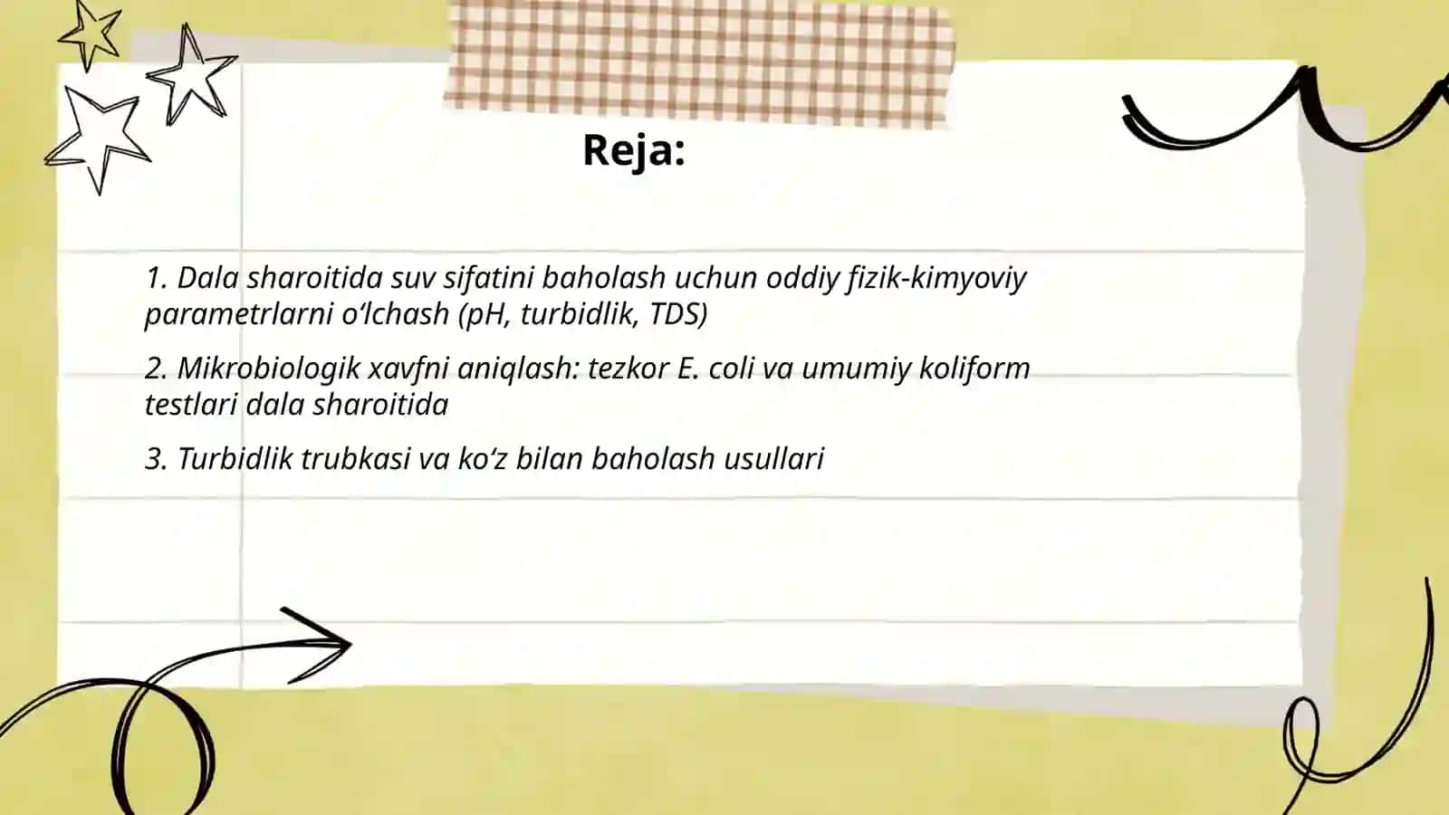Dala sharoitida suvning sifatini yaxshilash va uni baholash usullari 2