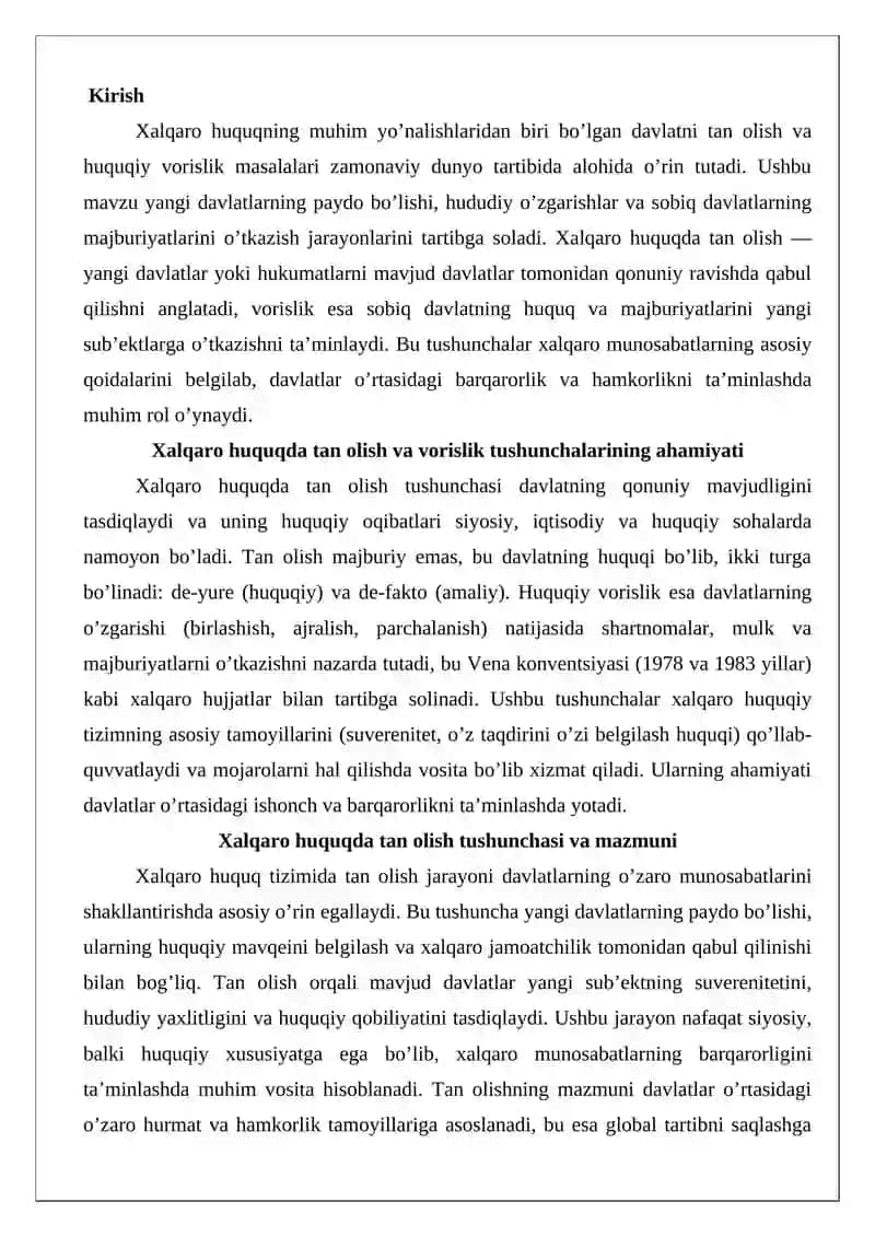 Xalqaro huquqda tan olish va huquqiy vorislik 2