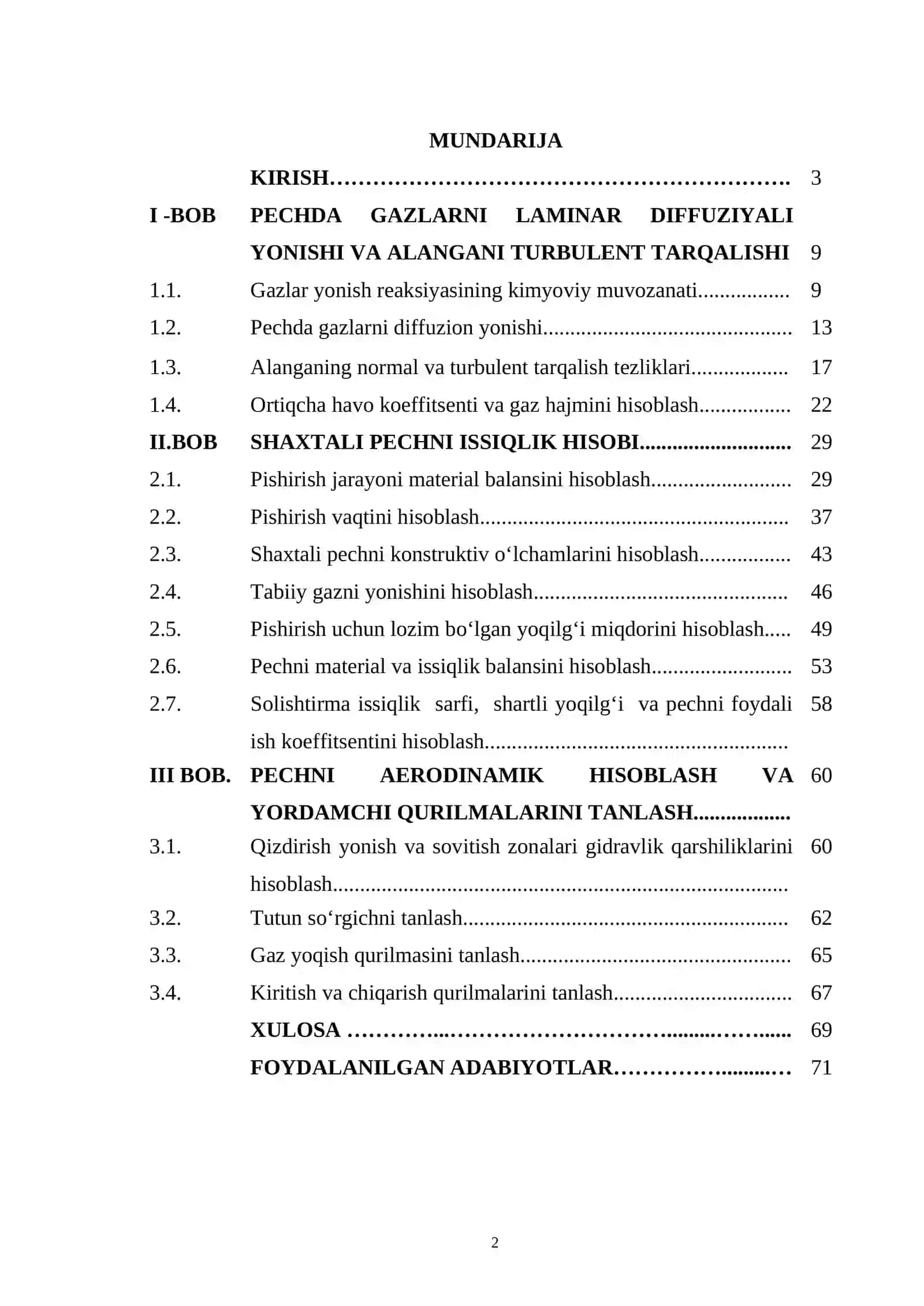 Shaxtali pechning issiqlik va aerodinamik hisobi 2