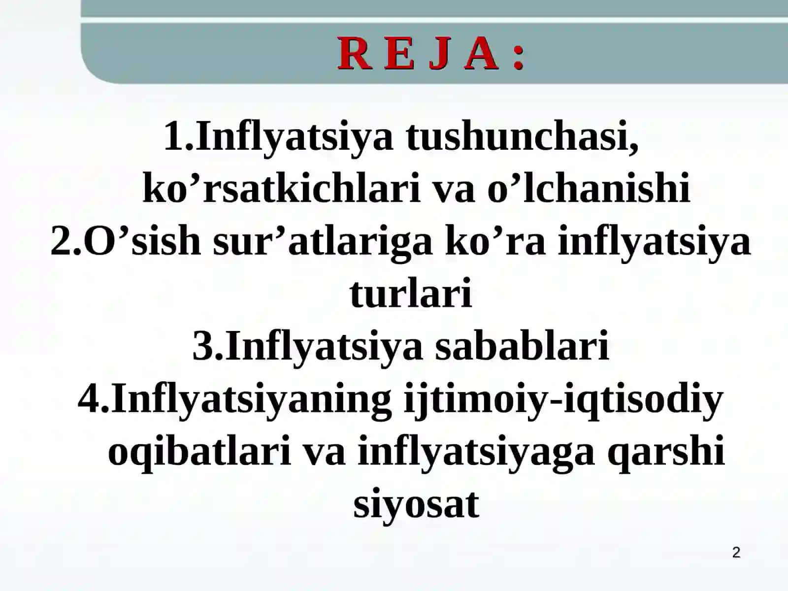 Inflyatsiya va aksilinflyatsiya siyosati 2