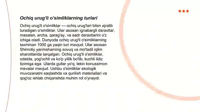 Ochiq urug'li o'simliklar va qishloq xo'jaligida ahamiyati 2