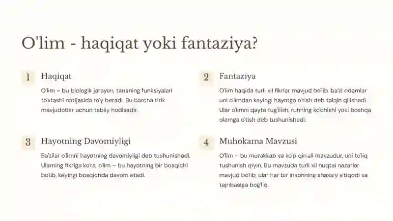 O'lim haqidagi tushunchalar 2