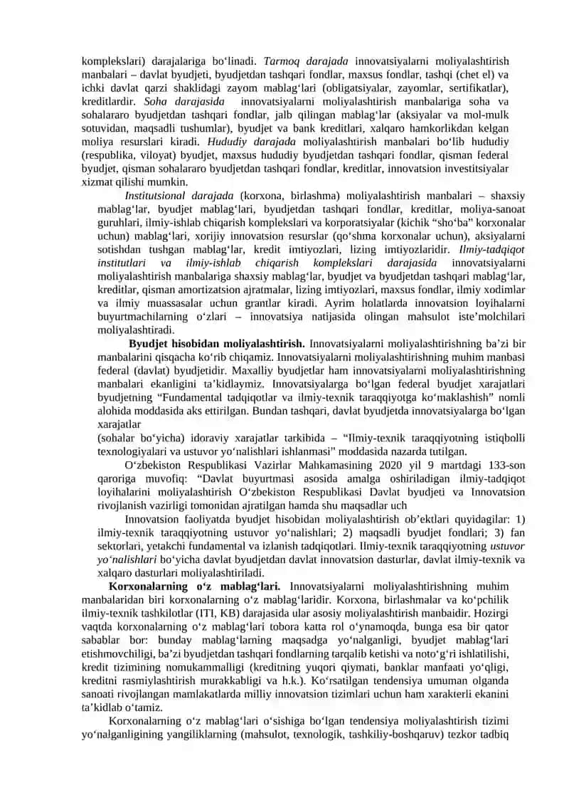 Innovatsion faoliyatni moliyalashtirish 2
