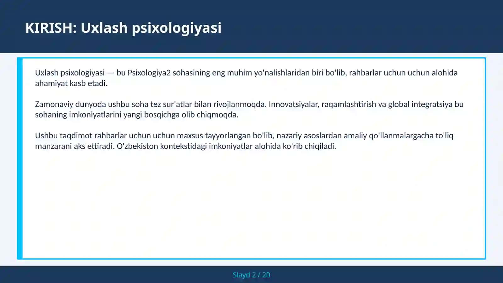 Uxlash Psixologiyasi 2