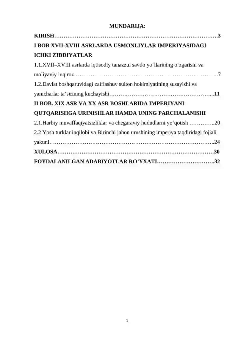 USMONLIYLAR IMPERIYASINING TANAZZULGA UCHRASHI 2