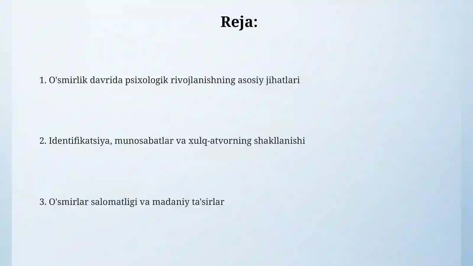 O'smirlik davrida psixik rivojlanish xususiyatlari 2