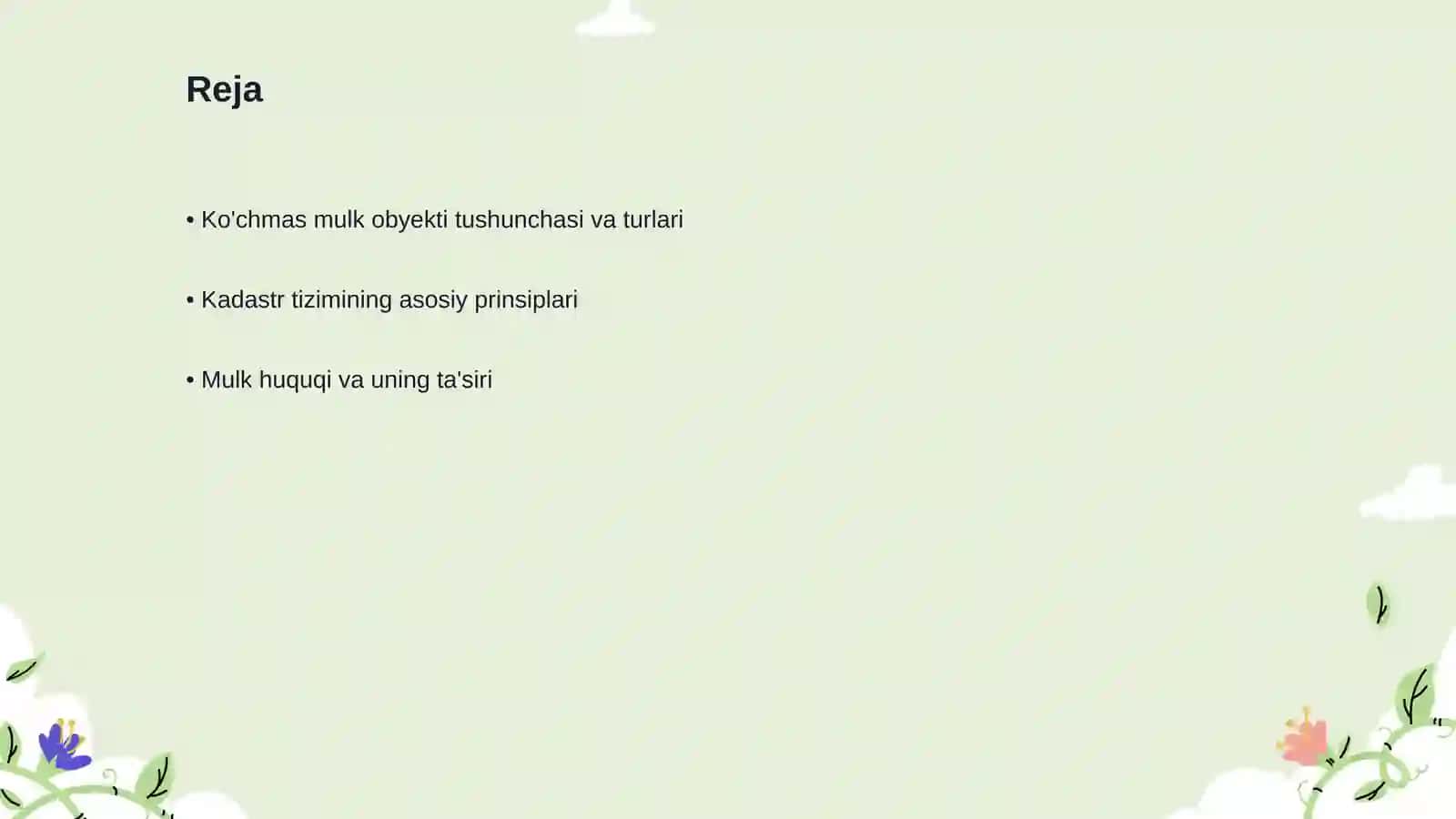 Ko'chmas mulk obyektlari kadastrlariga 2