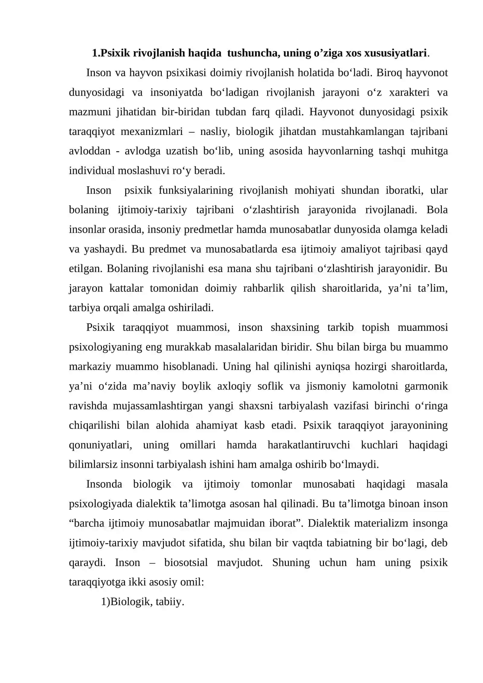 Psixik rivojlanish va uni davrlashtirish muammosi 2