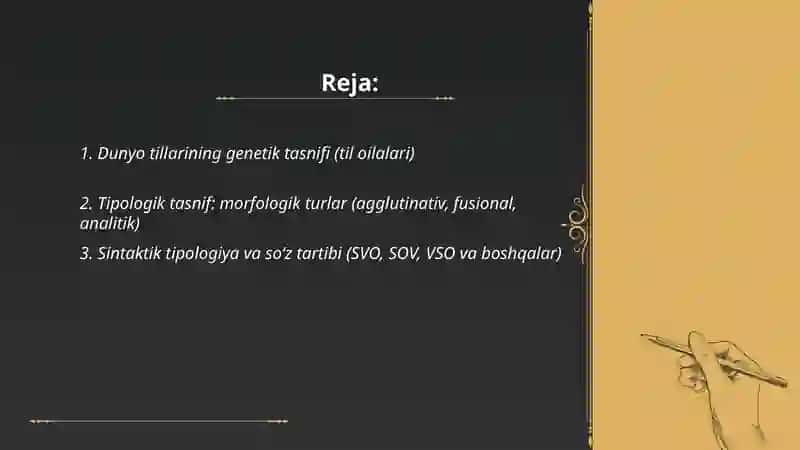 Dunyo tillari va tillar tasnifi 2
