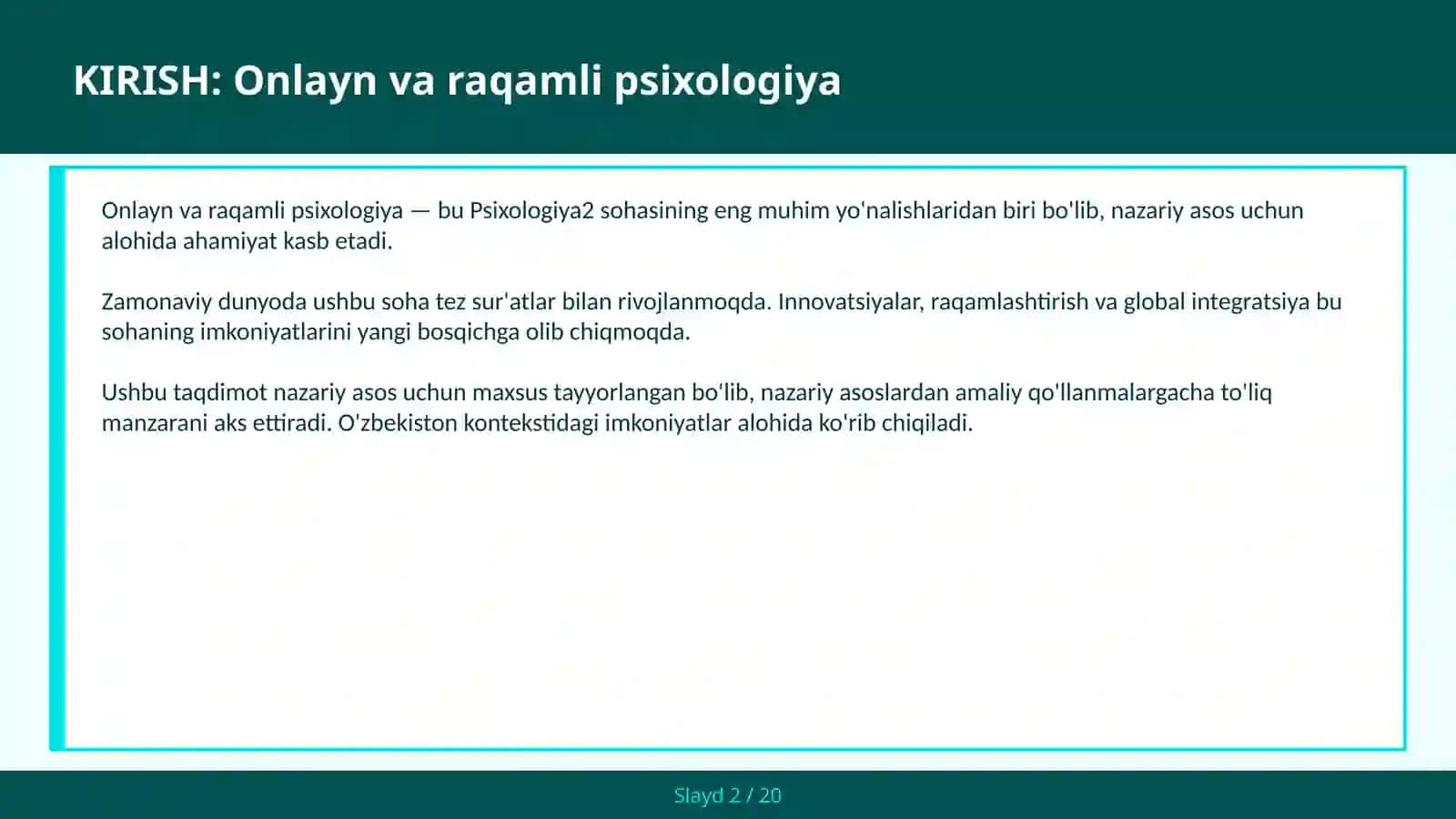 Onlayn va raqamli psixologiya 2