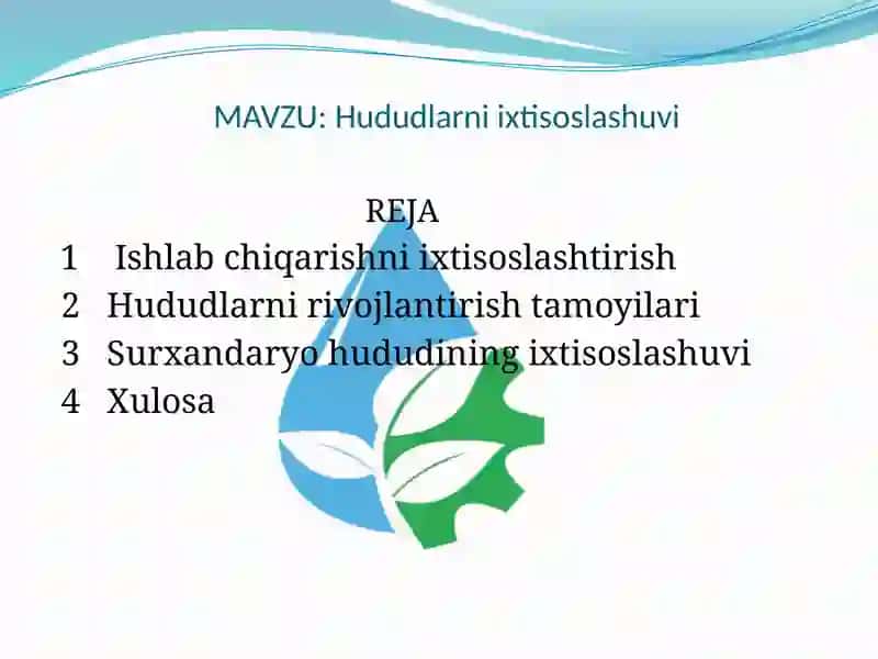 Hududlarni ixtisoslashuvi 2