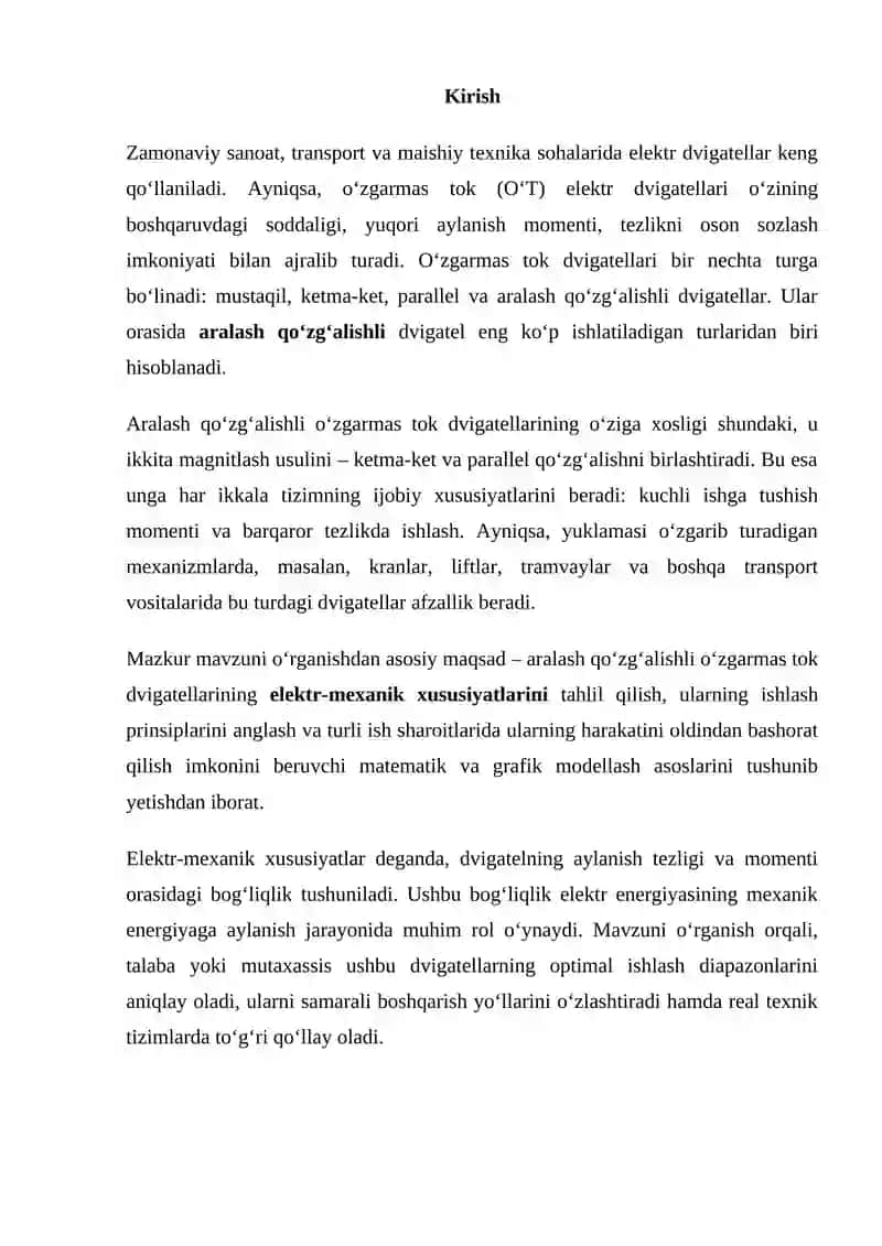 Aralash qo'zg'alishli o'zgarmas tok elektr dvigatellari 2