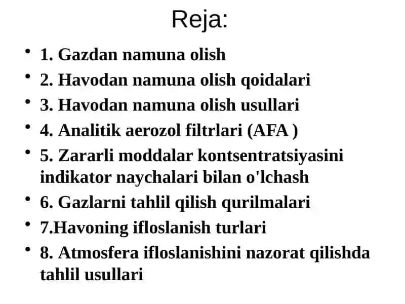Atmosfera havosi tarkibini nazorat qilish 2