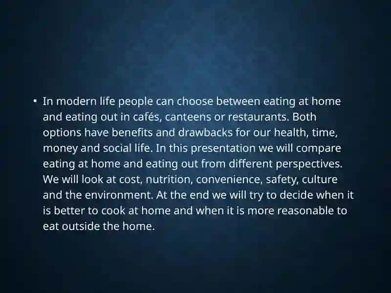 Eating at Home vs. Eating Out 2
