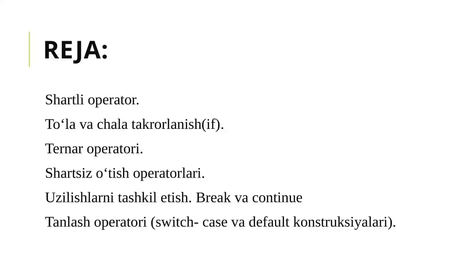 Uzilishlarni Tashkil etish 2
