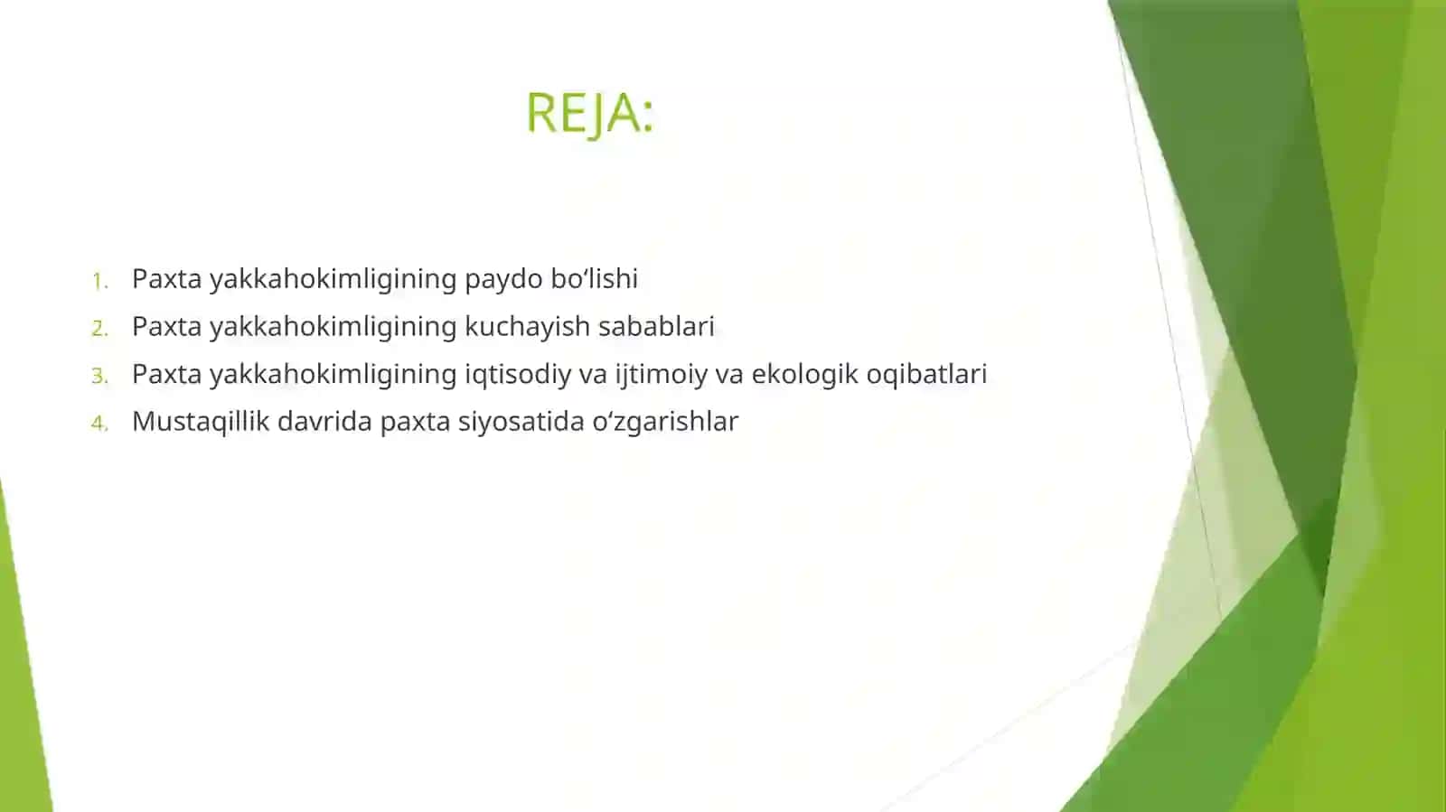 O‘ZBEKISTONDA  PAXTA YAKKAHOKIMLIGINING KUCHAYISHI 2