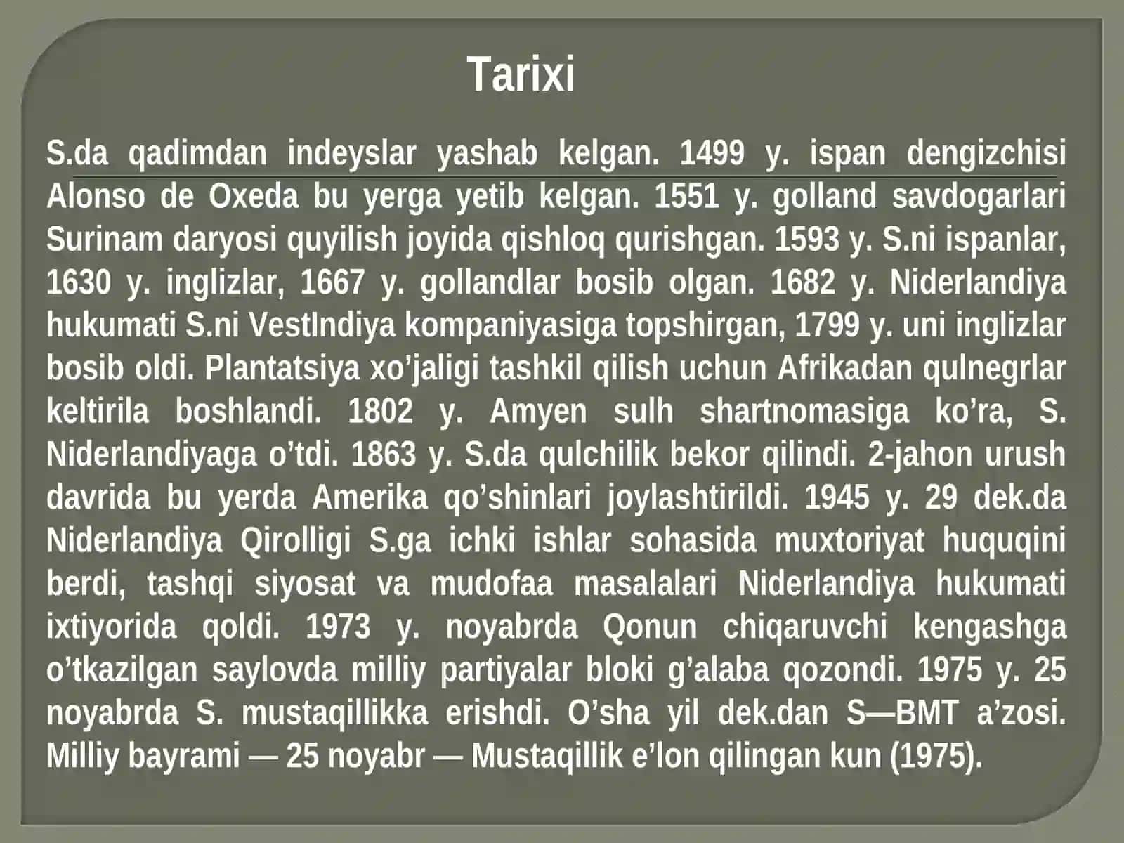 Surinam haqida 2
